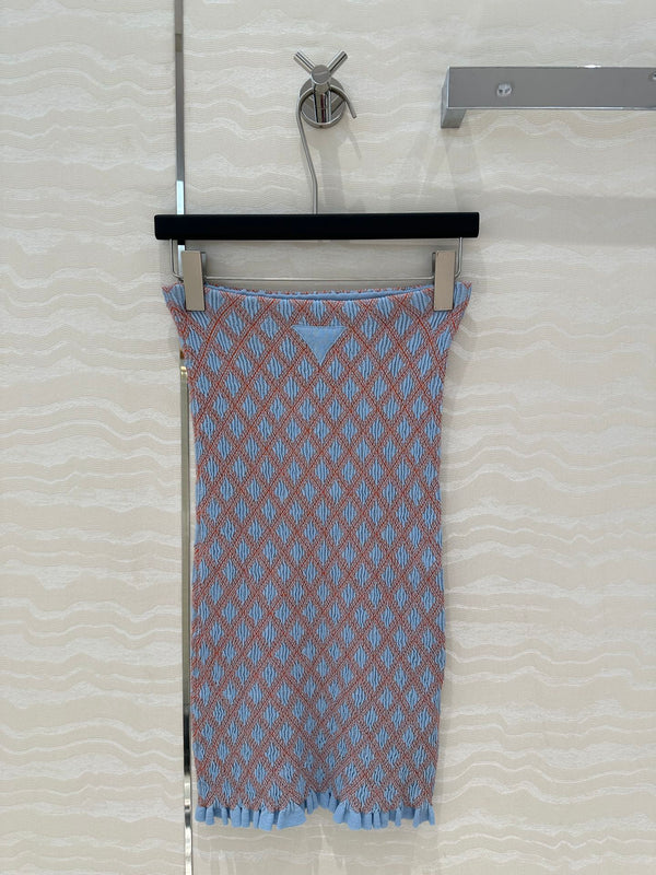 Prada Long Skirt Blue mix Orange Cotton Poliamide