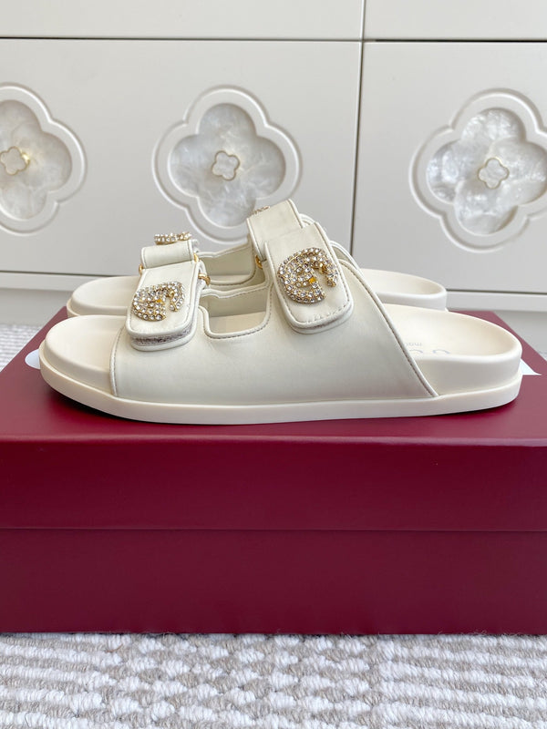 GC sandal with Double G White Calfskin 291023