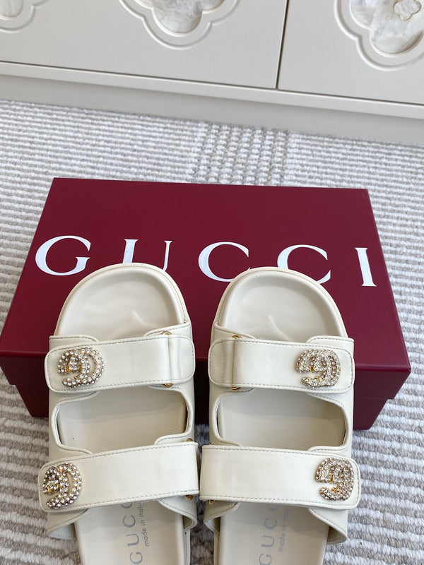 GC sandal with Double G White Calfskin 291023