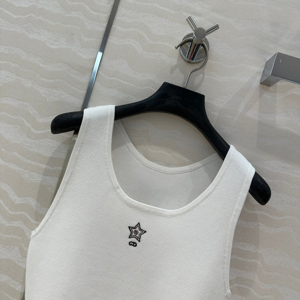 CD Sport Knitted Top Vest White Linen Silk