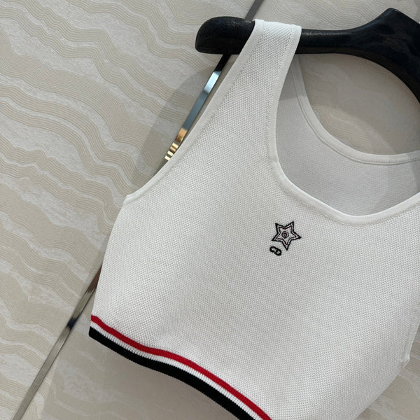 CD Sport Knitted Top Vest White Linen Silk