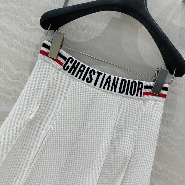 CD Sport Knitted Short Skirt White Linen Silk