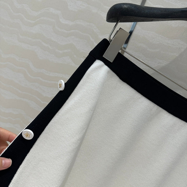 CD Knitted Skirt White Rayon Polyester