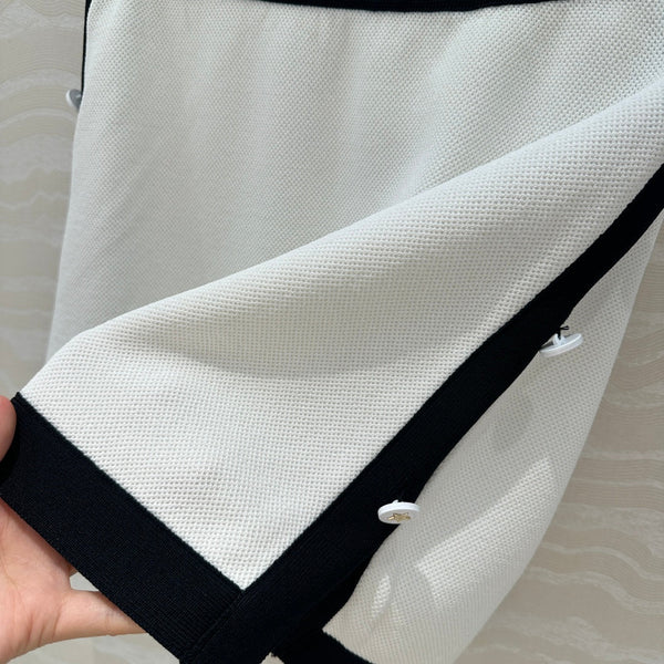 CD Knitted Skirt White Rayon Polyester
