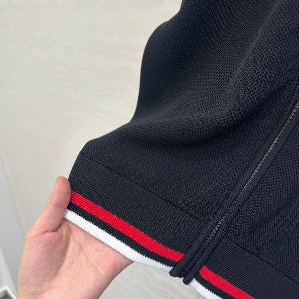 CD Knitted Zipper Jacket Black Rayon Polyester