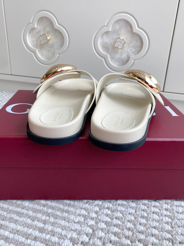 GC Marina Chain Slide Sandal White Cowhide 291038