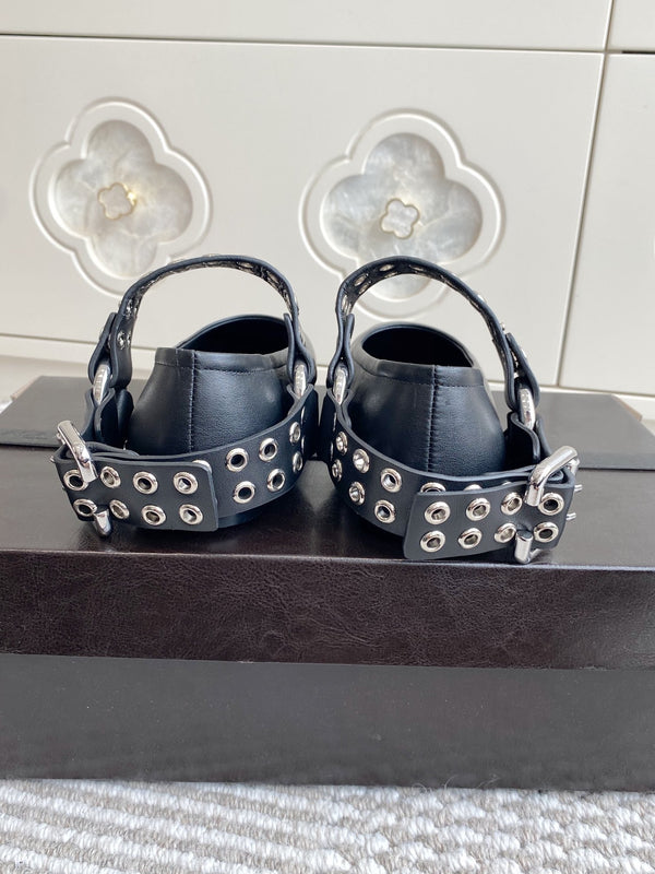 Alaia 25 Biker Ballet Flats Black Calfskin 291055