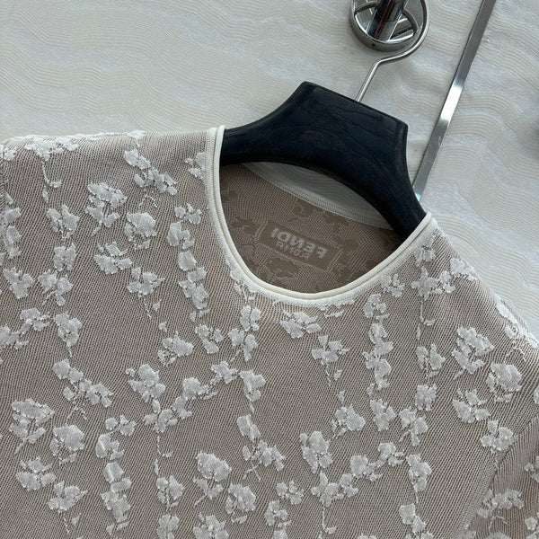 Fendi Knitted Top White Beige Cotton Viscose