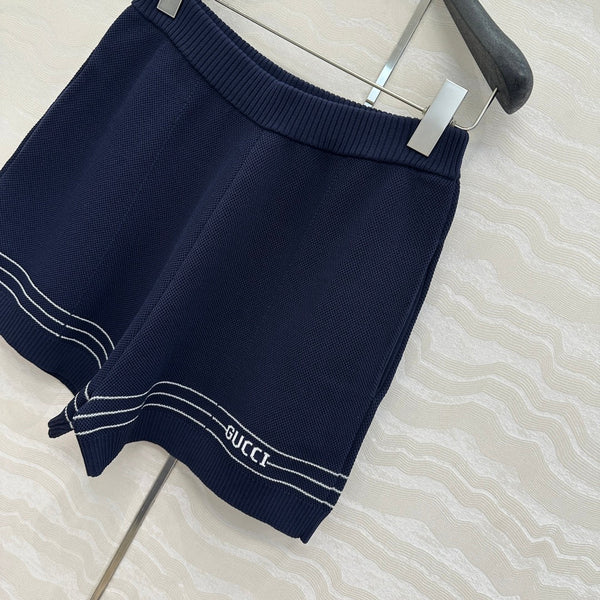 Gucci Knitted Shorts Dark Blue Viscose