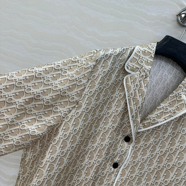 Camicia da pigiama CD in seta beige