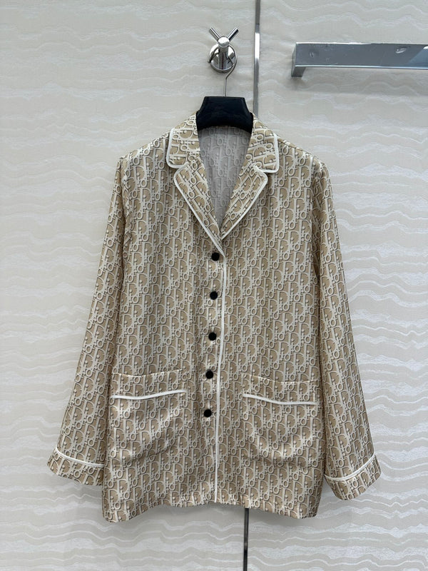 Camicia da pigiama CD in seta beige