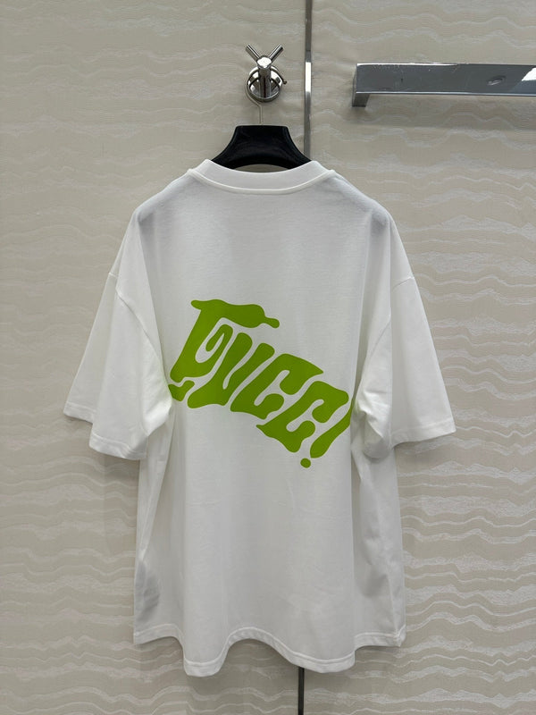 Gucci T-shirt a maniche corte in cotone bianco verde