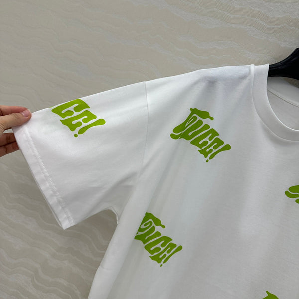 Gucci T-shirt a maniche corte in cotone bianco verde