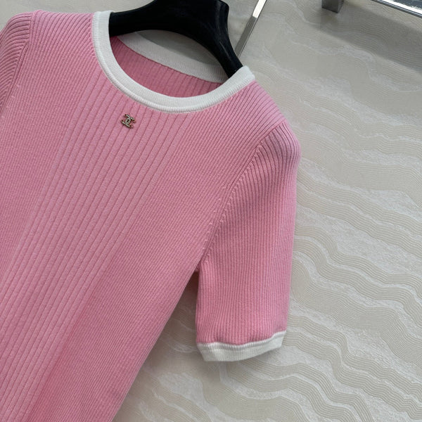 CC Knitted T-Shirt Pink Cotton
