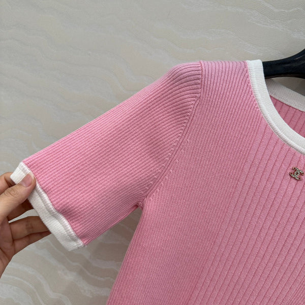 CC Knitted T-Shirt Pink Cotton