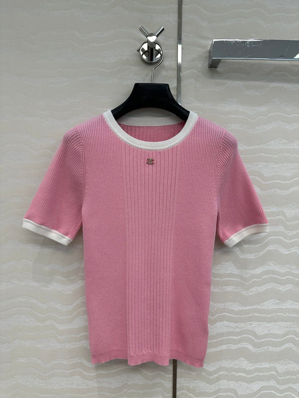 CC Knitted T-Shirt Pink Cotton