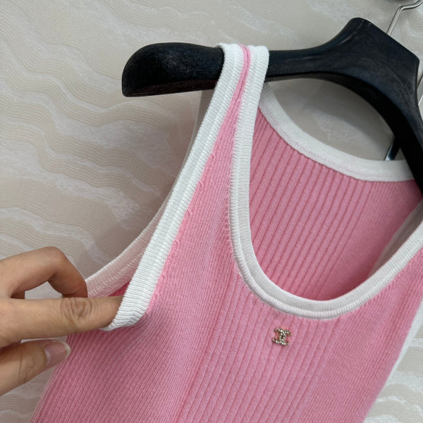 CC Knitted Vest Pink Cotton