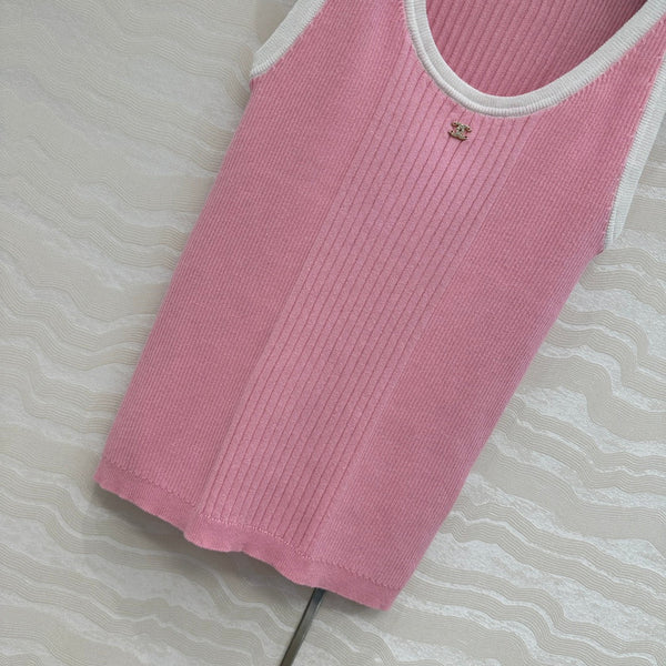 CC Knitted Vest Pink Cotton