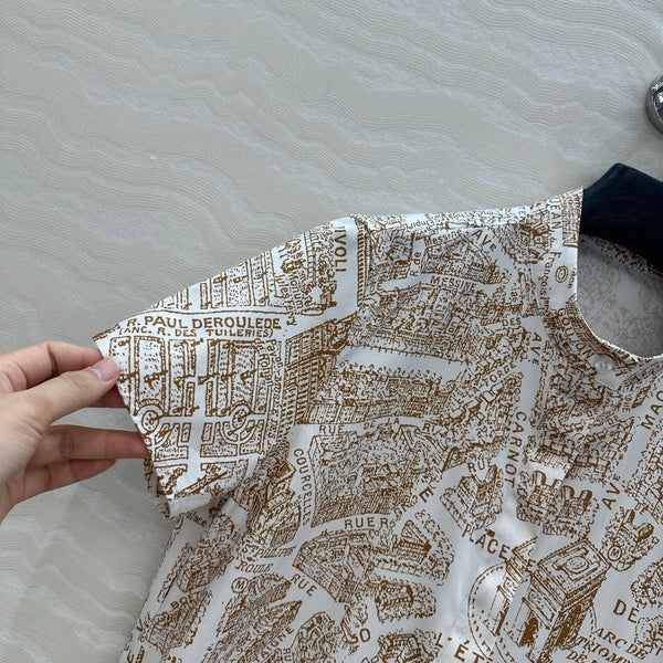 Mini abito CD in cotone marrone chiaro