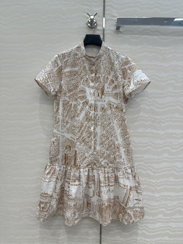 Mini abito CD in cotone marrone chiaro