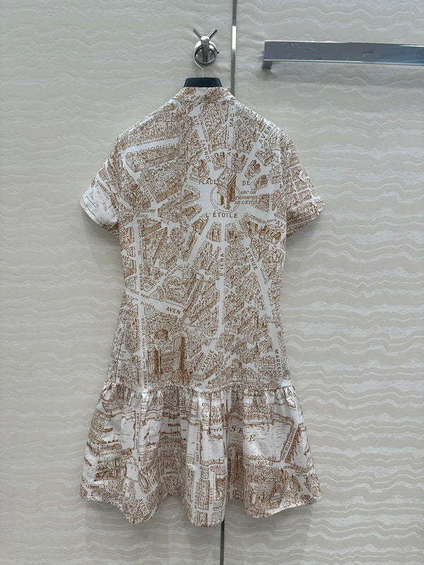 Mini abito CD in cotone marrone chiaro