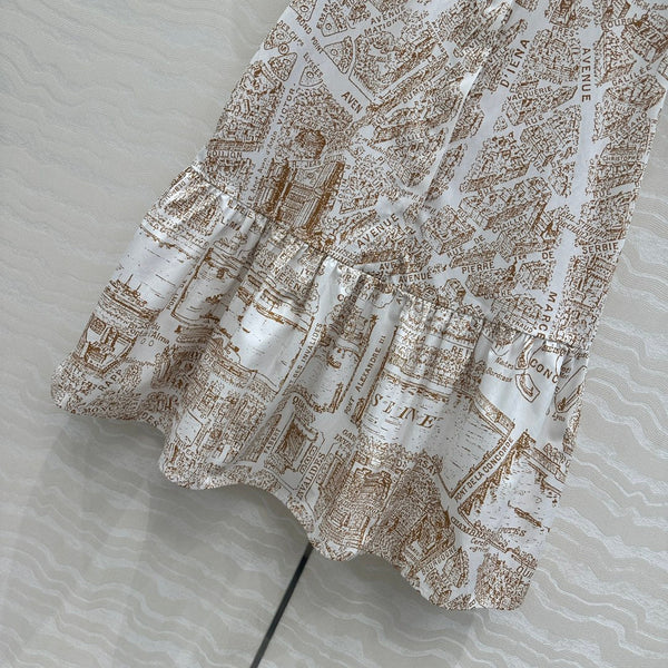 Mini abito CD in cotone marrone chiaro