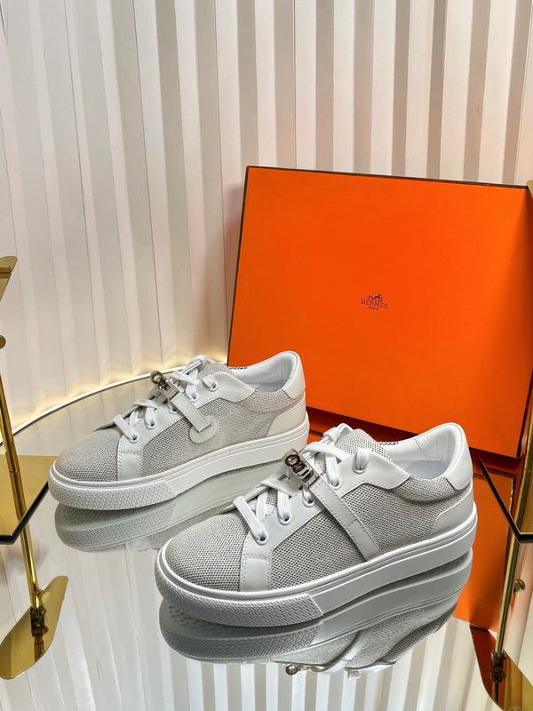 HM Kelly Sneaker White Cowhide Fabric 317055