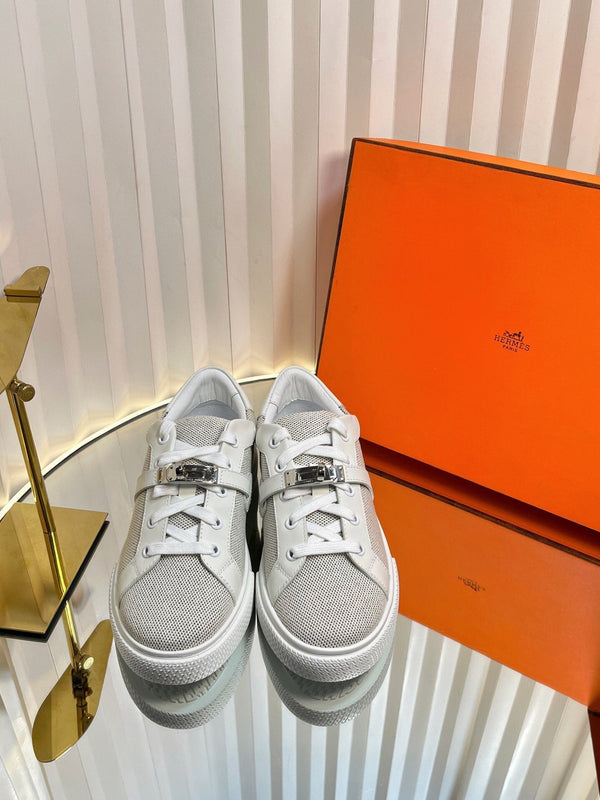 HM Kelly Sneaker White Cowhide Fabric 317055