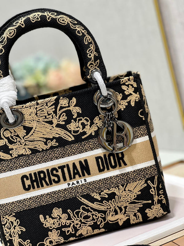 CD Black Phoenix 24 Lady Dior Bag Canvas 336712
