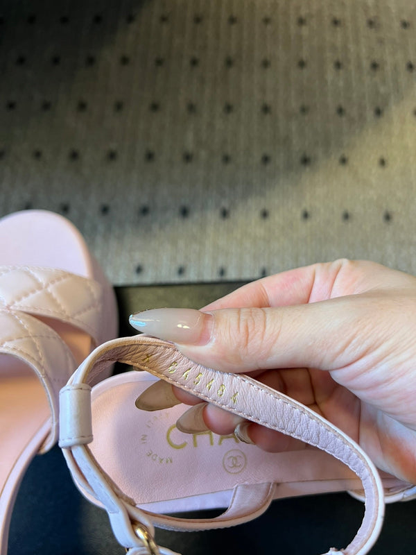 CC 25SS Platform Sandals 5.5cm Light Pink Sheepskin 319629