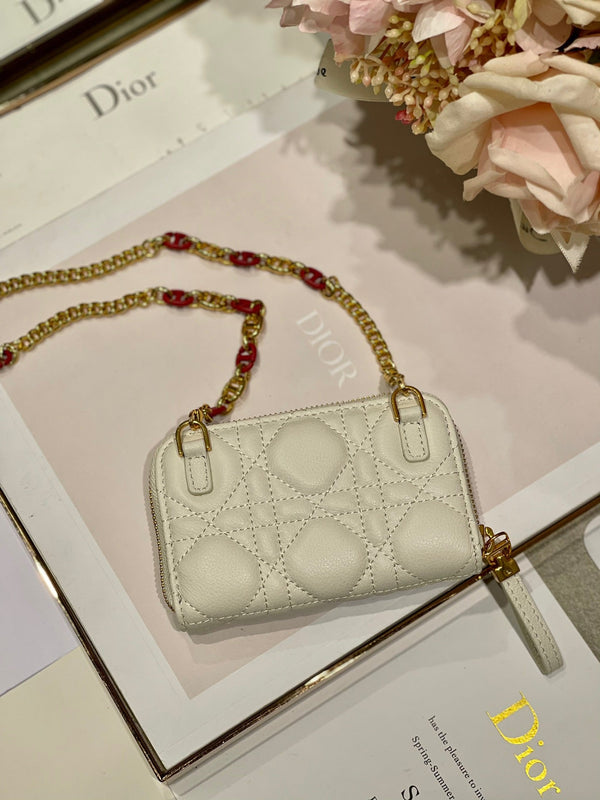 CD Mini Dior Caro Zip Clutch Ivory Calfskin 336786