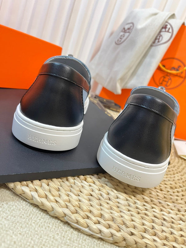 Mocassino in denim HM blu nero in pelle di vacchetta 317049