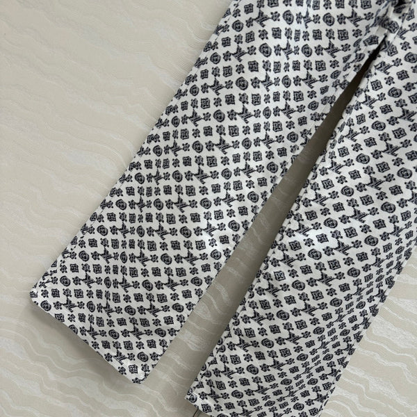 Pantaloni in denim con logo moderno LV 25, neri e bianchi, in poliestere