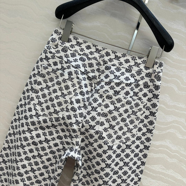 Pantaloni in denim con logo moderno LV 25, neri e bianchi, in poliestere