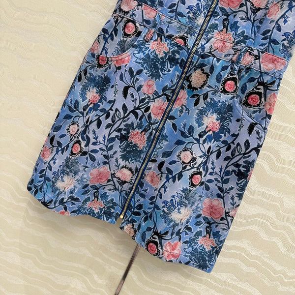 LV 25 Monogram Floral Denim Vest Dress Multicolor Cotton