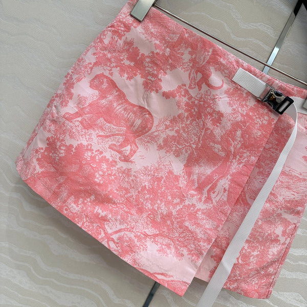 CD 25 Forest Floral Print Skirt Pants Pink Polyester