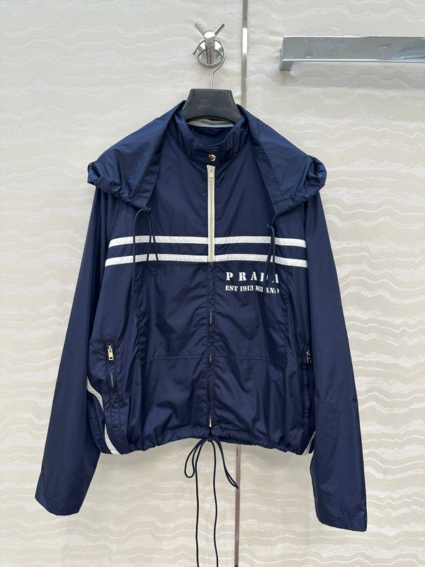 Prada Zipper Jacket Navy Blue Poliamida