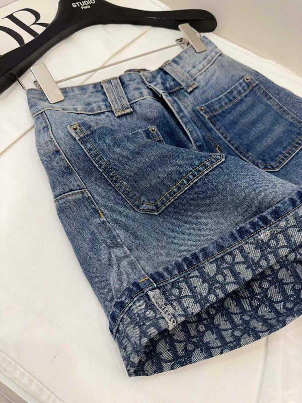 CD Rolled Denim Short Blue cotton