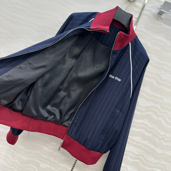 Miu Miu 25 Giacca a righe blu navy in poliestere
