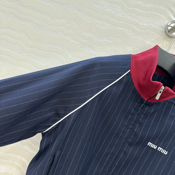 Miu Miu 25 Giacca a righe blu navy in poliestere
