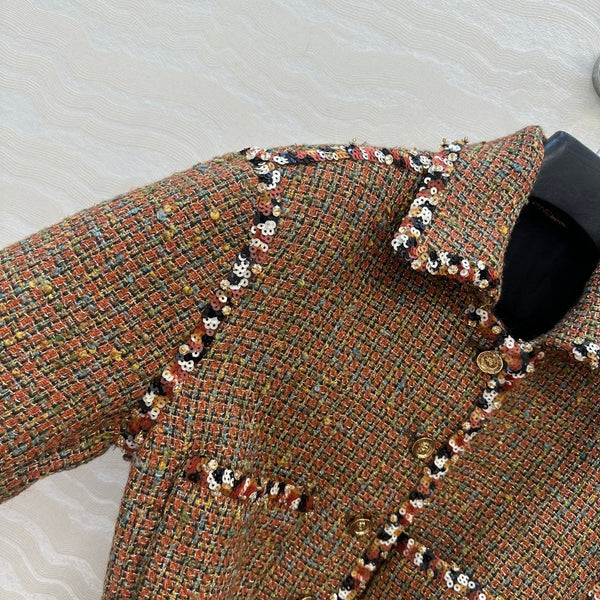 CC 25 Tweed Jacket Brown Wool Cotton Viscose