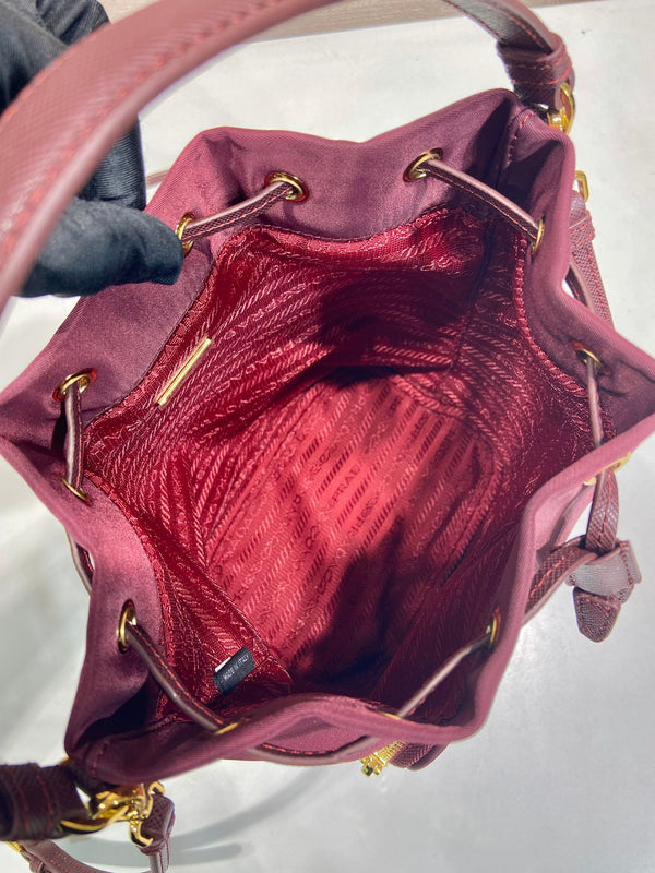 Borsa a secchiello PRA 23 tessuto nylon bordeaux 280826