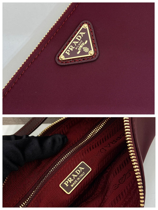 PRA vintage shoulder bag burgundy nylon fabric 280823