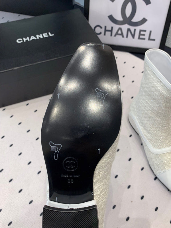 CC Ankel Boots 30mm White Tweed & Sheepskin 432508