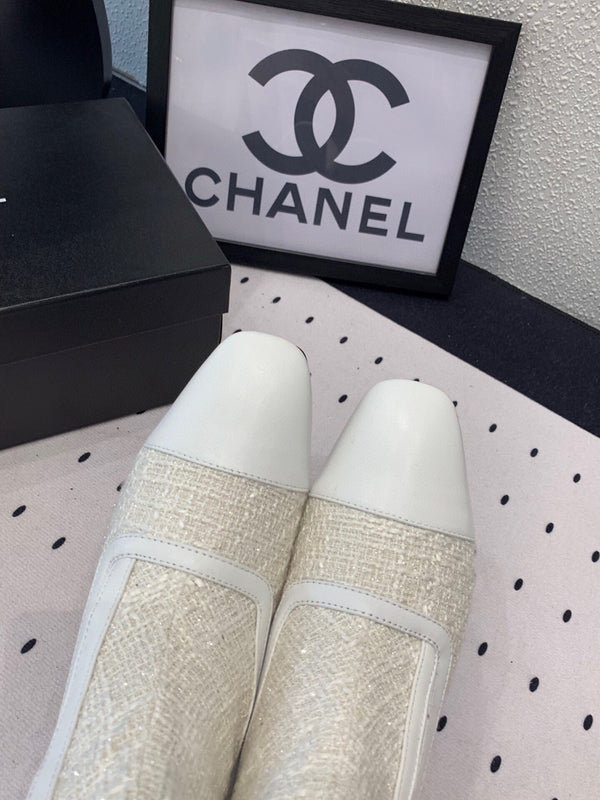 CC Ankel Boots 30mm White Tweed & Sheepskin 432508