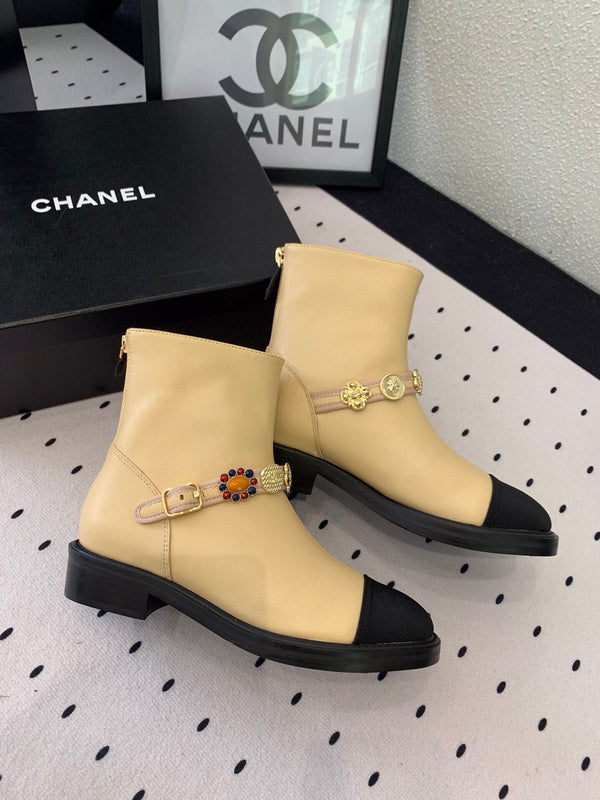 CC 24 Mold GHW Classic Ankle Boots 30mm Black Beige Sheepskin 432513