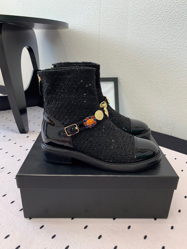 CC 24 Mold GHW Classic Ankle Boots 30mm Black Patent & Glitter 432514