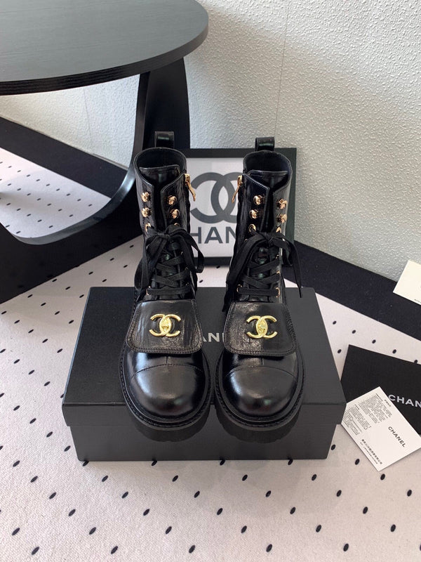 CC Split Toe Ankle Boot 40mm Black Sheepskin Rubber GHW 432515