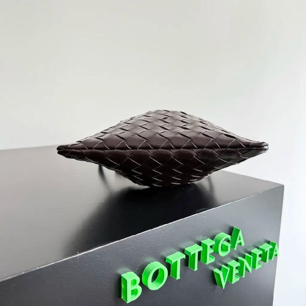 BV Small Dustbag 21cm Deep Brown Intrecciato Calfskin Leather