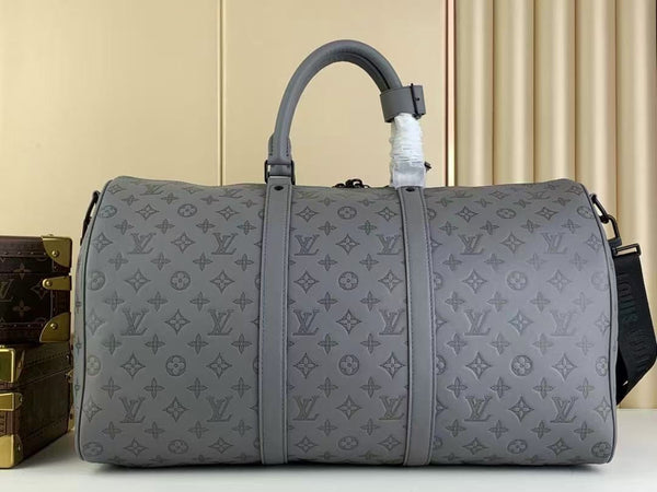 LV Keepall 50B Anthracite Grey Monogram Shadow Calfskin